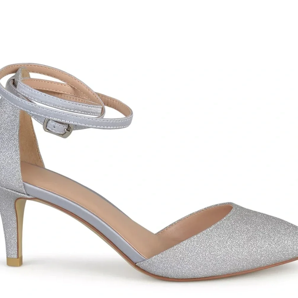 NIB DSW Silver Glitter Heels - Picture 3 of 10